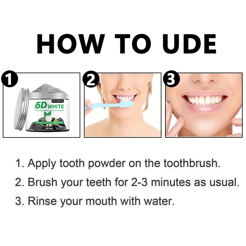 YUlTlKUE 5D White Activated ch - огляд і ціна Activated Charcoal Powder